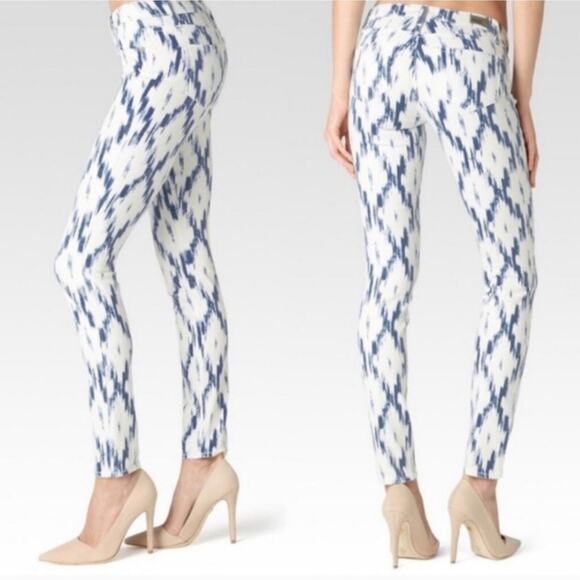 PAIGE Jeans Verdugo Ultra Skinny Jean Alexandria Ikat Blue White Aztec Print 26 - Picture 5 of 15